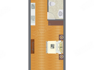 1室1厅 27.51平米户型图