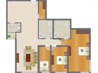 3室1厅 143.60平米