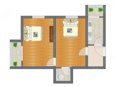 2室1厅 57.65平米