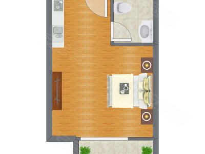 1室0厅 42.64平米户型图