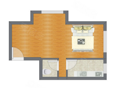1室0厅 45.28平米户型图