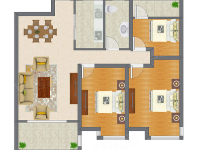 3室2厅 99.36平米户型图