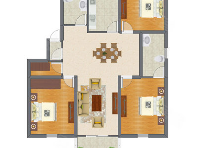 3室2厅 85.98平米户型图