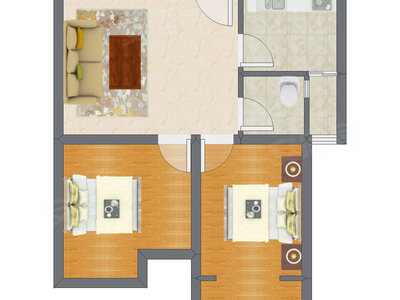 2室1厅 83.65平米户型图