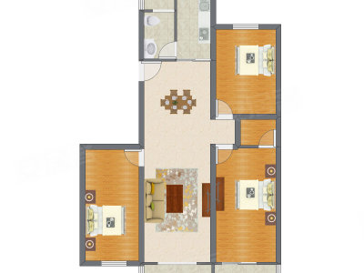 3室2厅 121.49平米户型图