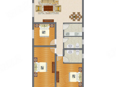 3室2厅 98.23平米