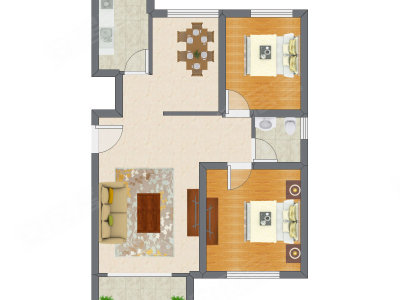 2室2厅 94.41平米户型图
