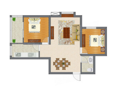 2室2厅 79.24平米户型图