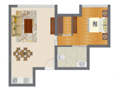 1室1厅 76.25平米户型图