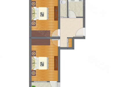 2室1厅 60.28平米户型图