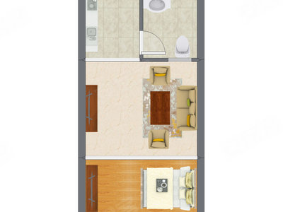 1室1厅 26.89平米户型图