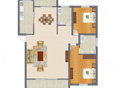 2室2厅 109.97平米户型图