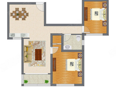 2室2厅 95.86平米户型图