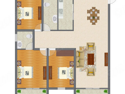 3室1厅 115.64平米