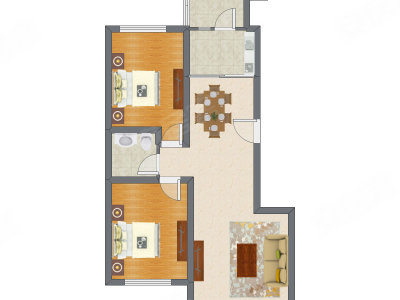 2室2厅 96.52平米户型图