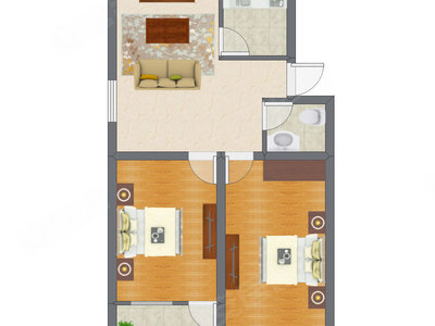 2室2厅 75.79平米户型图