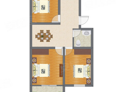 3室1厅 53.52平米