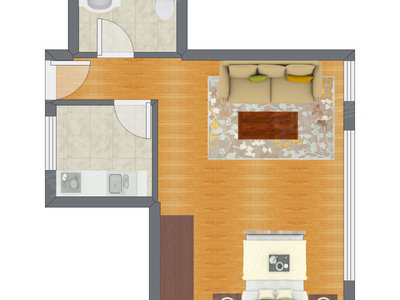 1室0厅 53.18平米户型图