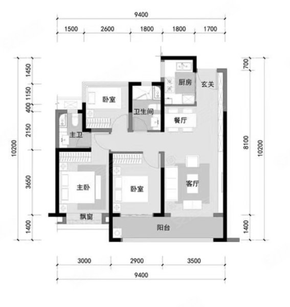 美的东部时代城3室2厅2卫102㎡南97万