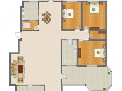 3室2厅 268.00平米户型图