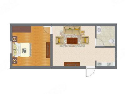 1室1厅 38.82平米户型图