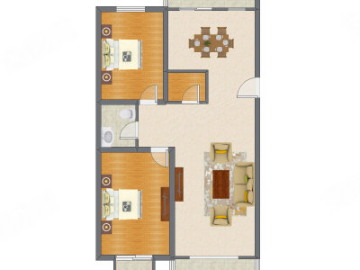 2室2厅 121.64平米户型图