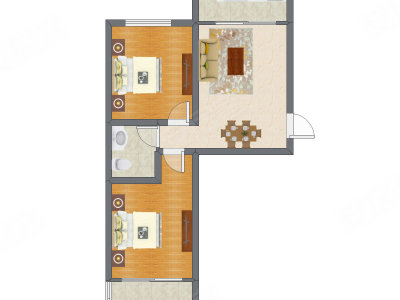 2室2厅 80.79平米户型图