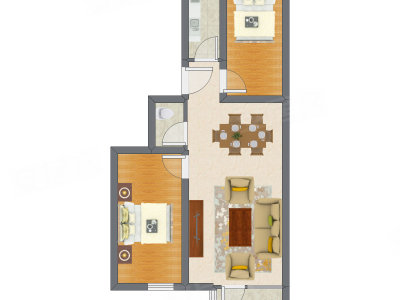 3室1厅 68.62平米户型图