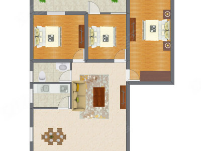 3室2厅 90.00平米