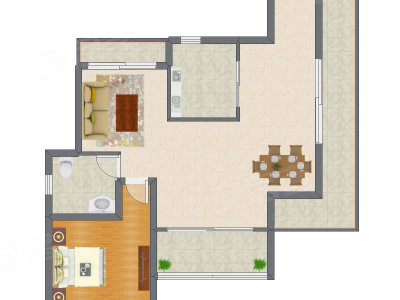 1室2厅 94.30平米户型图