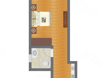 1室1厅 24.45平米户型图