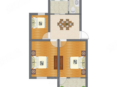 3室1厅 60.82平米