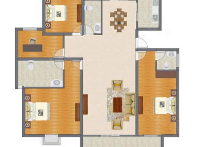 4室2厅 192.35平米户型图