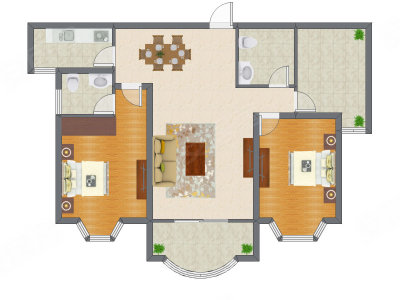 2室2厅 117.79平米户型图