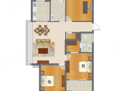 3室2厅 110.24平米户型图