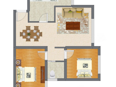 2室2厅 72.03平米户型图