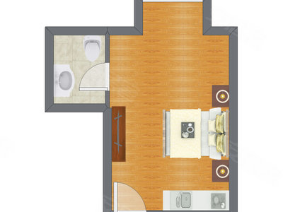 1室0厅 39.63平米户型图