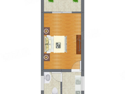 1室0厅 40.98平米户型图