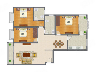 3室2厅 152.35平米户型图