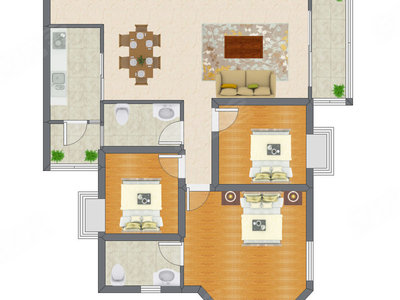 3室2厅 118.00平米