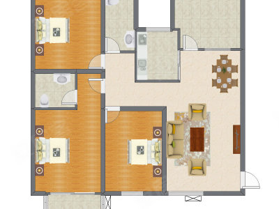3室2厅 171.00平米户型图
