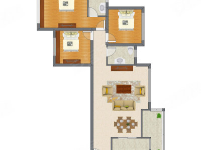 3室2厅 106.86平米户型图