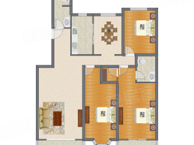 3室2厅 164.75平米户型图
