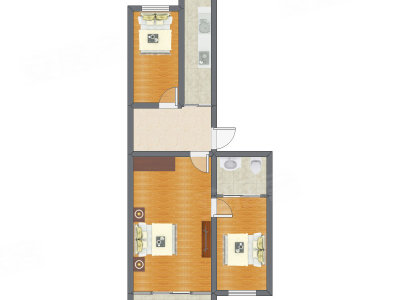 3室1厅 54.40平米户型图