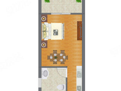 1室0厅 25.83平米户型图