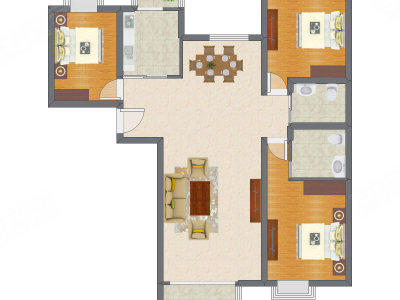 3室1厅 86.22平米