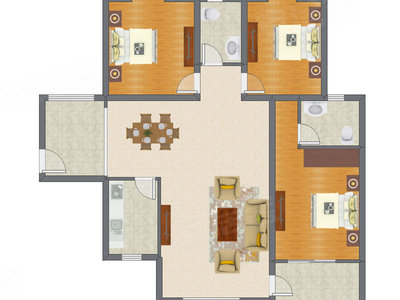 3室2厅 133.40平米户型图