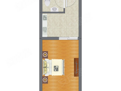 1室0厅 38.89平米户型图