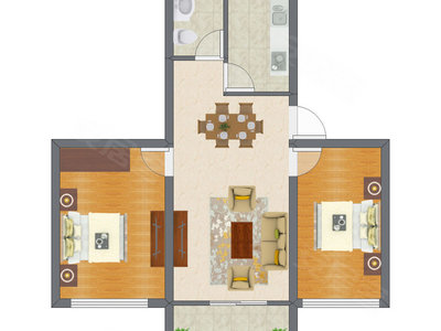 2室2厅 69.11平米