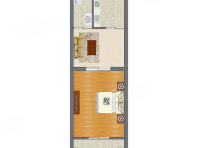 1室1厅 33.40平米户型图